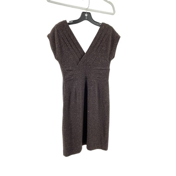 Banana Republic Silk Wool Blend Brown Tweed Sleeveless Pleated Career Dress 4P - Picture 4 of 14